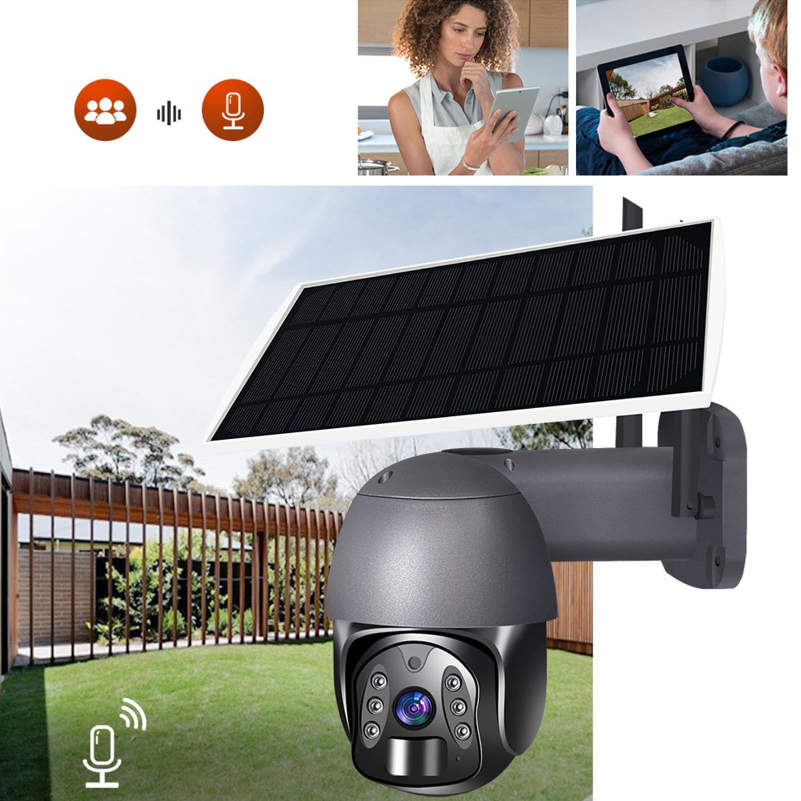 4K Solar Powered Wireless Outdoor Security Camera with 2-Way Talk, Night Vision & Human Detection - 360° View WiFi Battery Powered Solar Camera System for Home Security (Ideal for Backyard, Front Door & Property Monitoring)