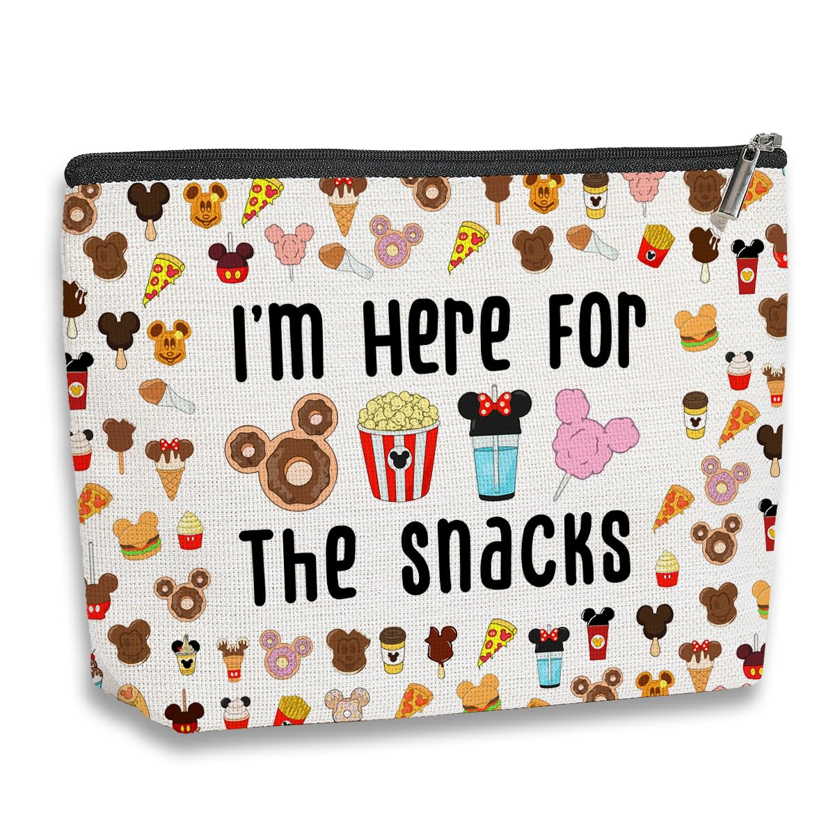 Magic Kingdom Lover Gift - Cute Halloween Snacks Cosmetic Bag for Travel, Girls & Teens - Waterproof Makeup Organizer Zipper Pouch (White) - Perfect for School, Gym, Vacation & Daily Essentials Storage