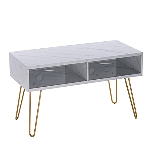 Modern White Marble TV Stand with Storage - 106x50x62.5cm Entertainment Center, Media Console Cabinet with Shelves for Living Room - Perfect for Organizing Electronics, Books, and Home Decor