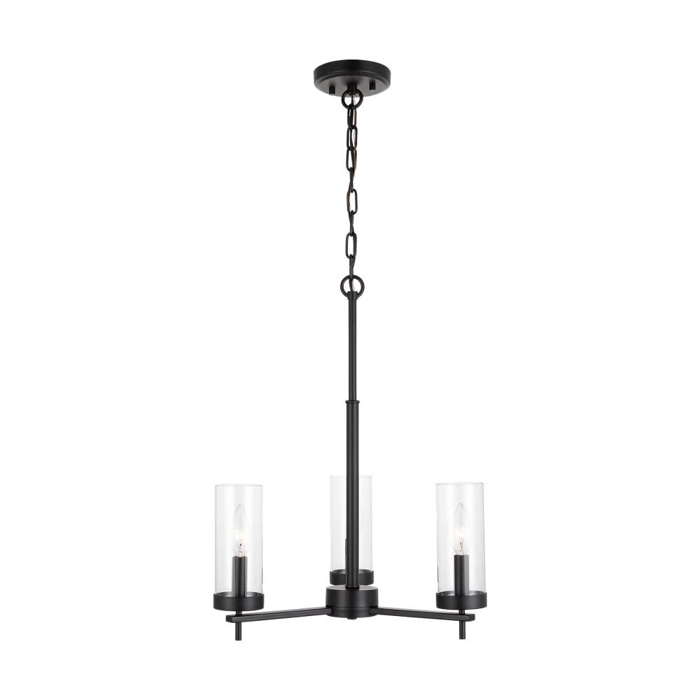 Generation Lighting 3-Light Zire Chandelier in Midnight Black (Model 3190303-112) - Modern Ceiling Light Fixture for Dining Room, Living Room & Bedroom Decor | Compatible with LED & Standard Bulbs | Perfect for Home, Office & Restaurant Lighting