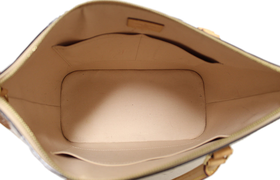 Authentic Louis Vuitton Beige Monogram Vernis Leather Montebello MM Tote Bag for Women - Luxury Designer Handbag Perfect for Work, Travel & Everyday Use