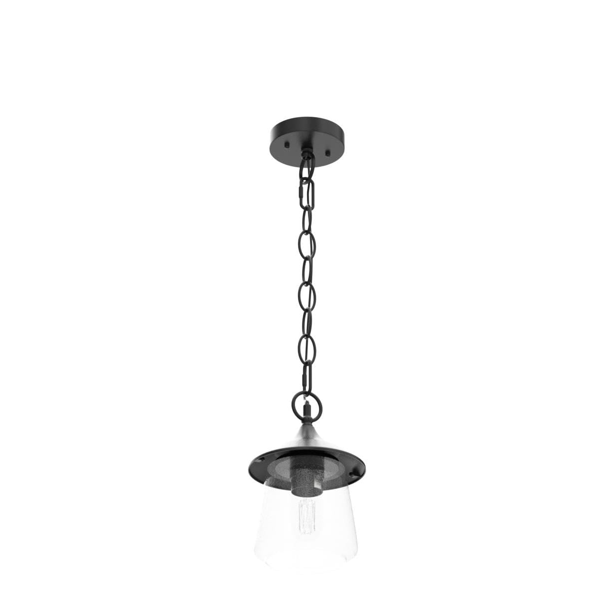 LOG BARN Outdoor Pendant Lights - Black Metal Hanging Lantern with Clear Bubbled Glass Globe for Porch, Gazebo, Entryway & Yard | Weather-Resistant Exterior Lighting for Patio, Garden & Deck