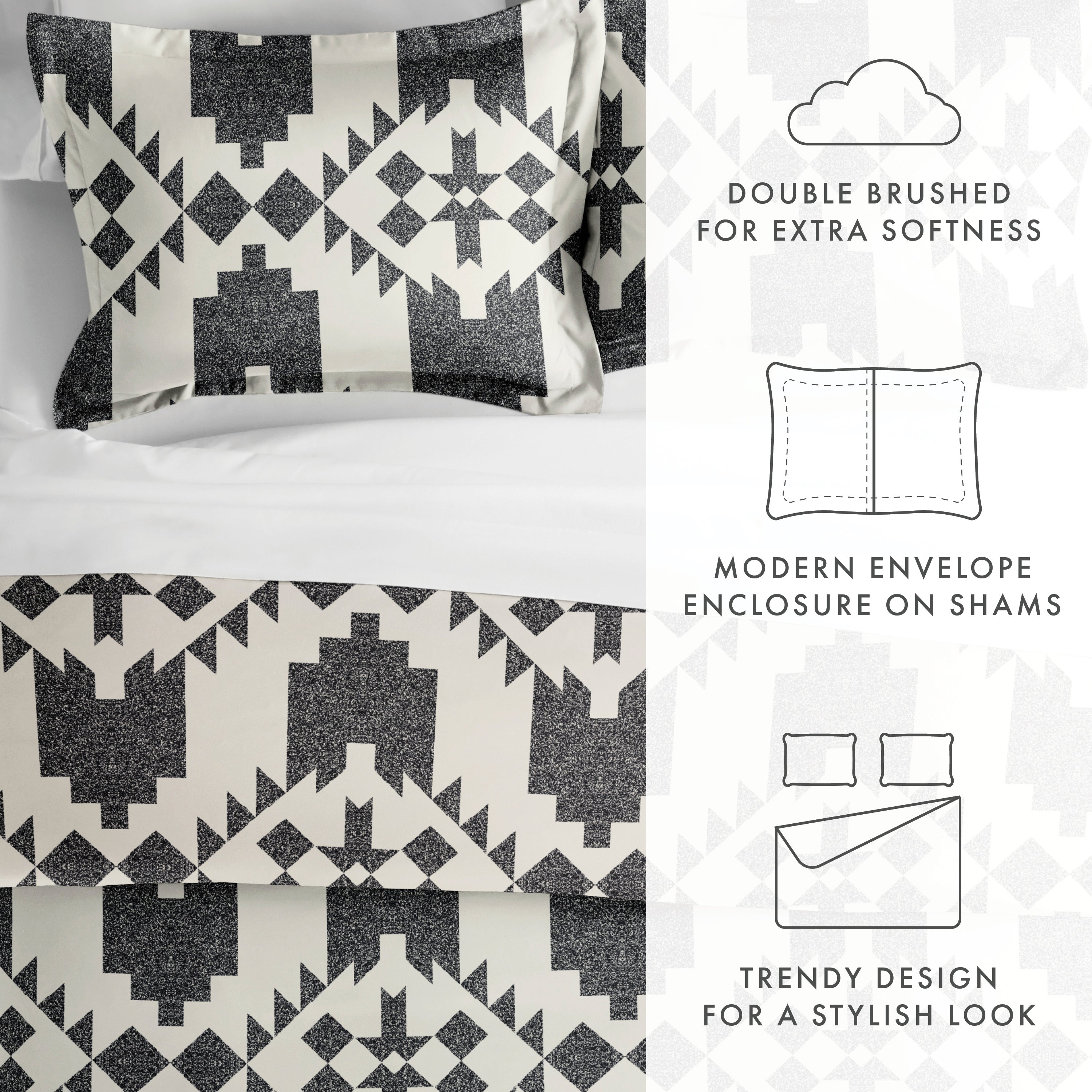 Stylish 3-Piece Duvet Cover Set - Queen Size Bedding with Pillowcases - Perfect for Master Bedroom, Guest Room & Dorm Decor