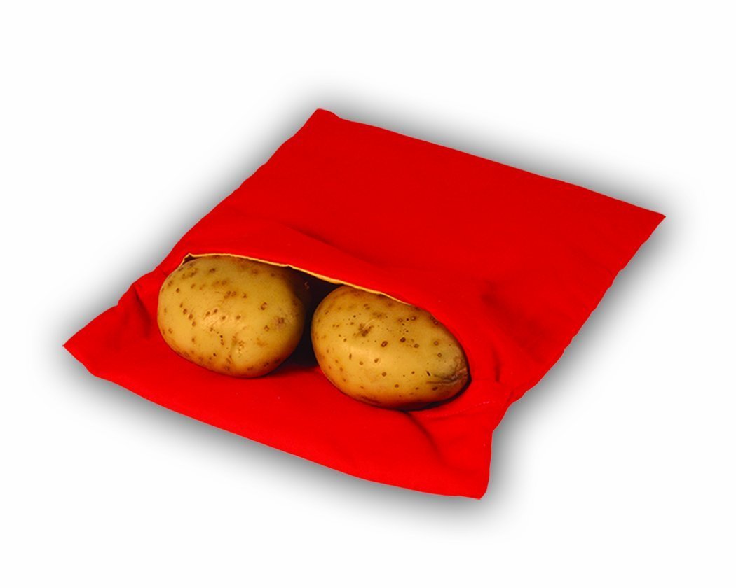 Microwave Potato Baking Bag - Reusable & Washable Potato Cooker Pouch for Fast 4-Minute Baked Potatoes (4 Pack, Red) - Perfect for Quick Meals, Snacks & Healthy Cooking at Home or Office