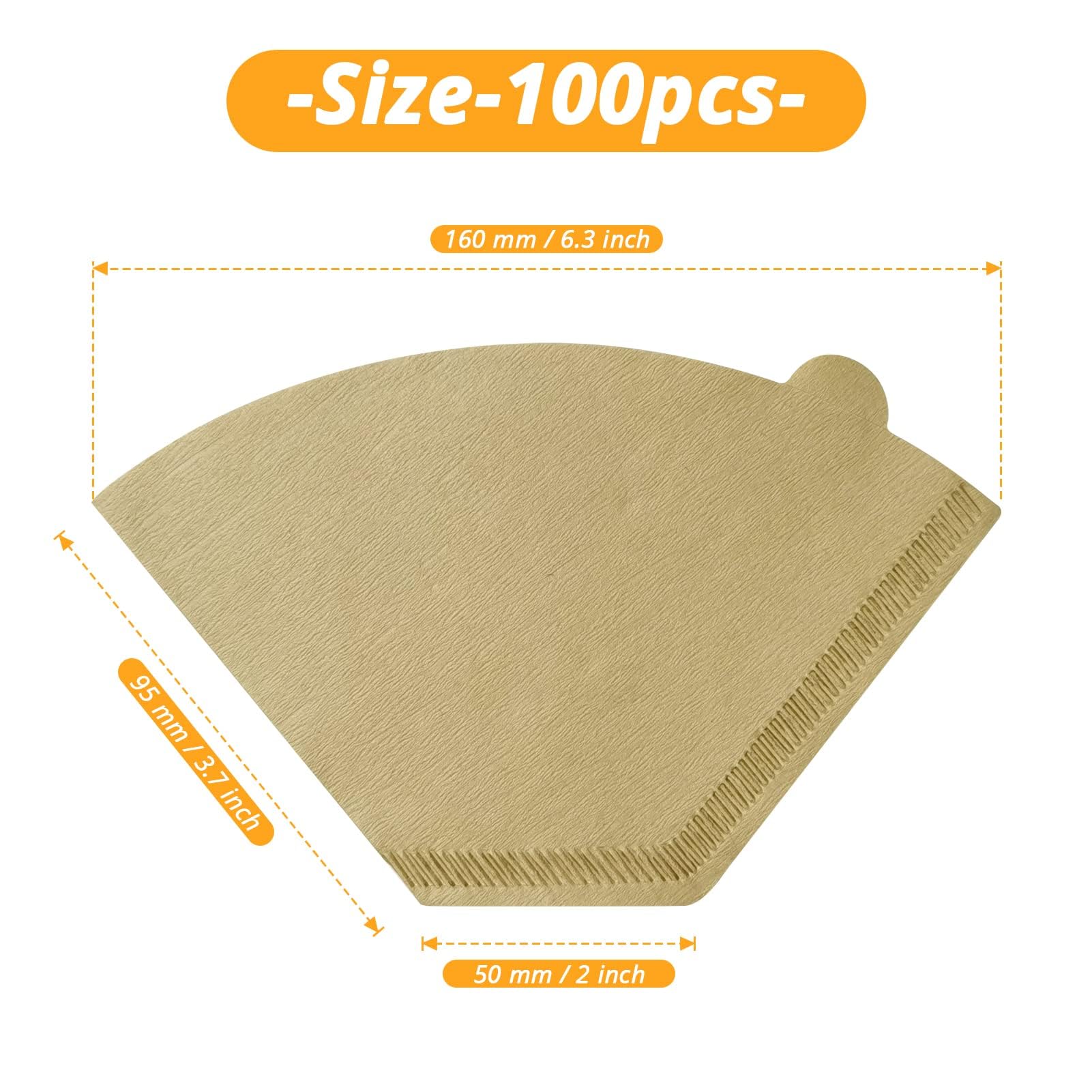 100 Count Unbleached #2 Cone Coffee Filters - Preserves Flavor, Fits Most Drip Coffee Makers - Easy to Use & Eco-Friendly Disposal - Perfect for Home Brewing, Office Use & Camping Trips