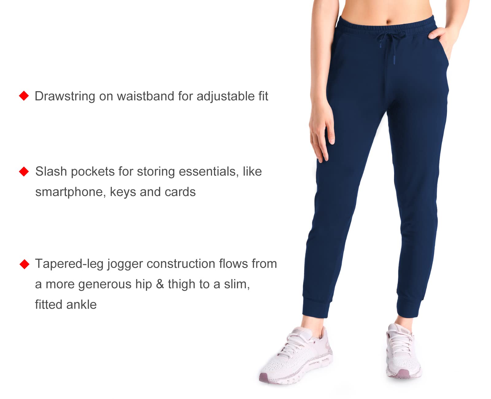 Yogipace Women's Lightweight Anti-Shrink Jogger Pants - Petite/Regular/Tall Sizes for Yoga, Running & Lounge Wear - Comfortable Active Sweatpants for Workouts and Relaxation