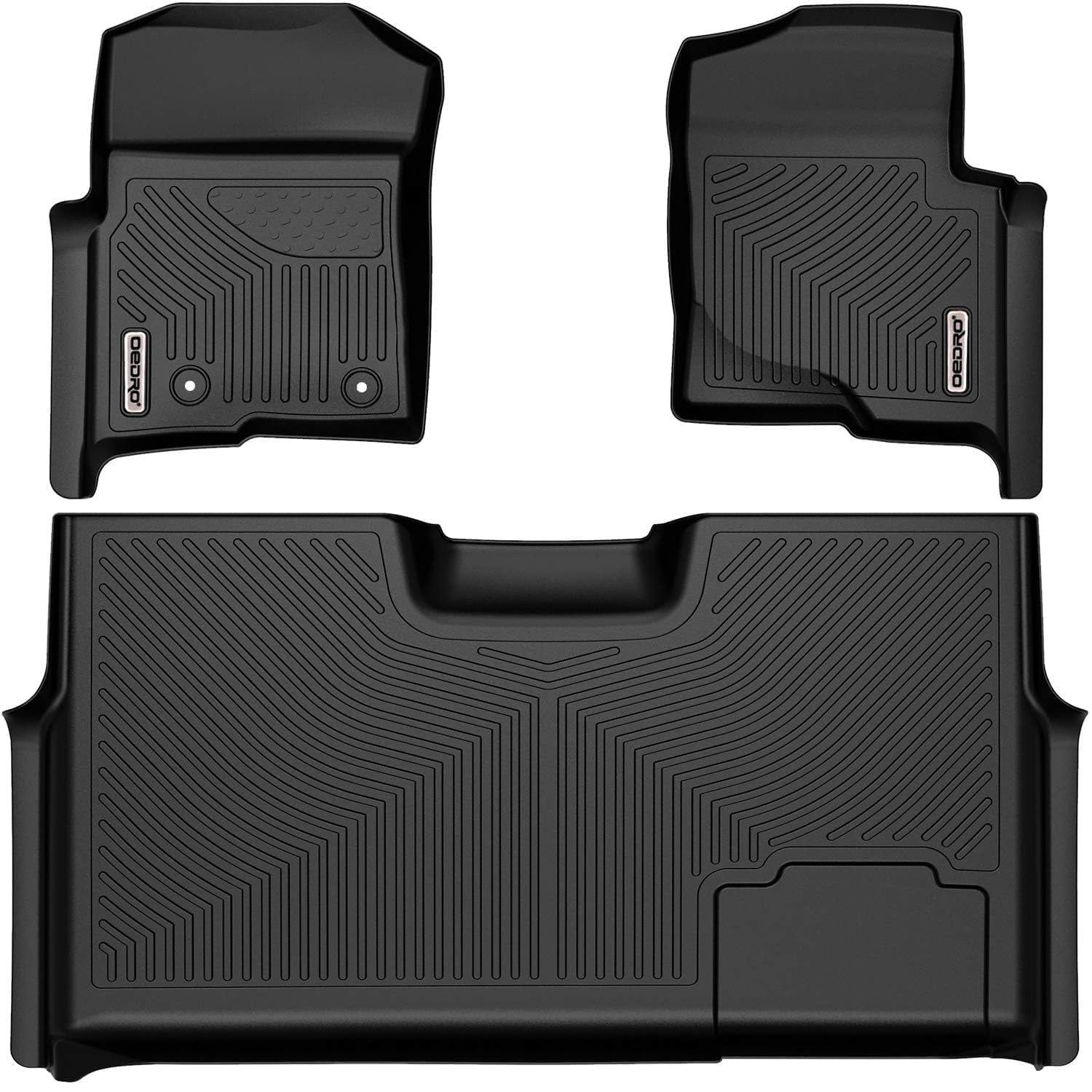 OEDRO TPE All-Weather Floor Mats for 2010-2014 Ford F-150 SuperCrew/Crew Cab - 1st & 2nd Row Custom Fit Truck Liners (Black) - Durable Protection for Mud, Snow & Spills