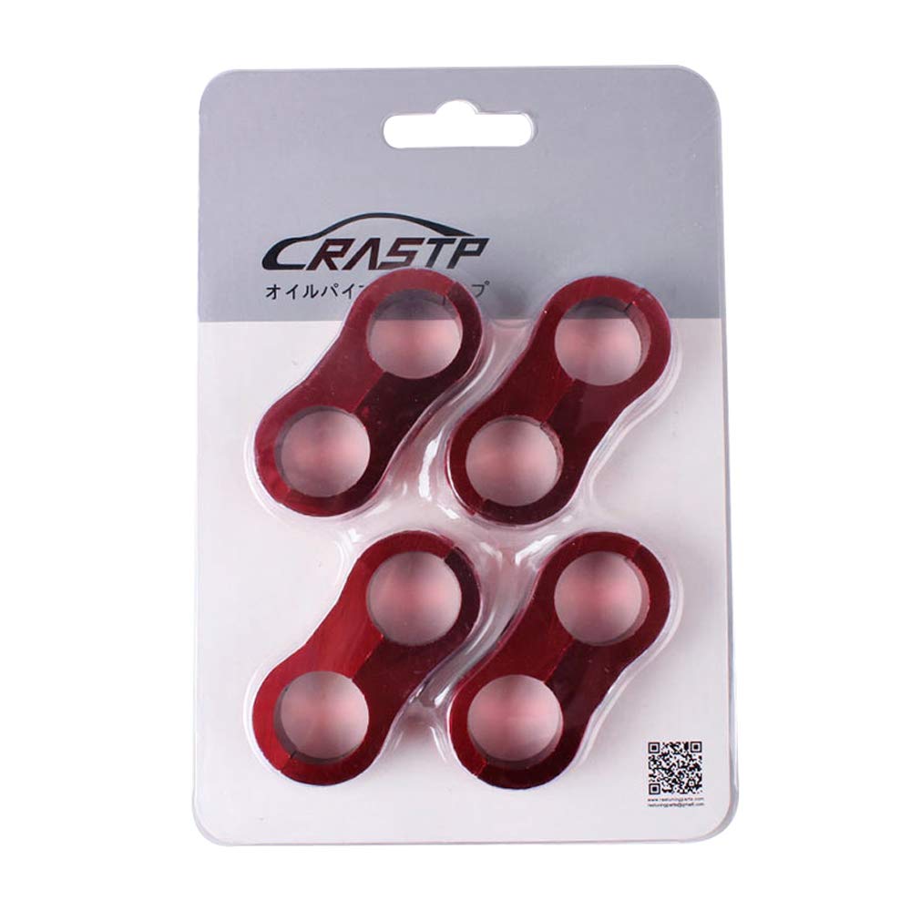 10AN Aluminum Hose Separator Clamp - Fuel, Oil, Brake, Water & Gas Line Adapter (Red, 4-Pack) - Perfect for Automotive, Marine & Industrial Fluid Transfer Systems
