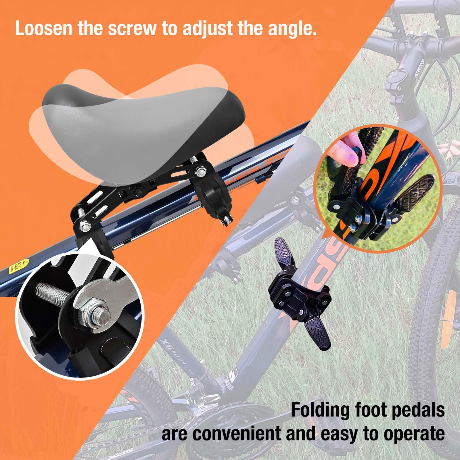 **Best Front Mount Toddler Bike Seat for Kids 2-5 Years - Adjustable Child Bicycle Seat with Foot Pedals - Universal Fit for Adult & Mountain Bikes - Perfect for Family Rides & Outdoor Adventures**