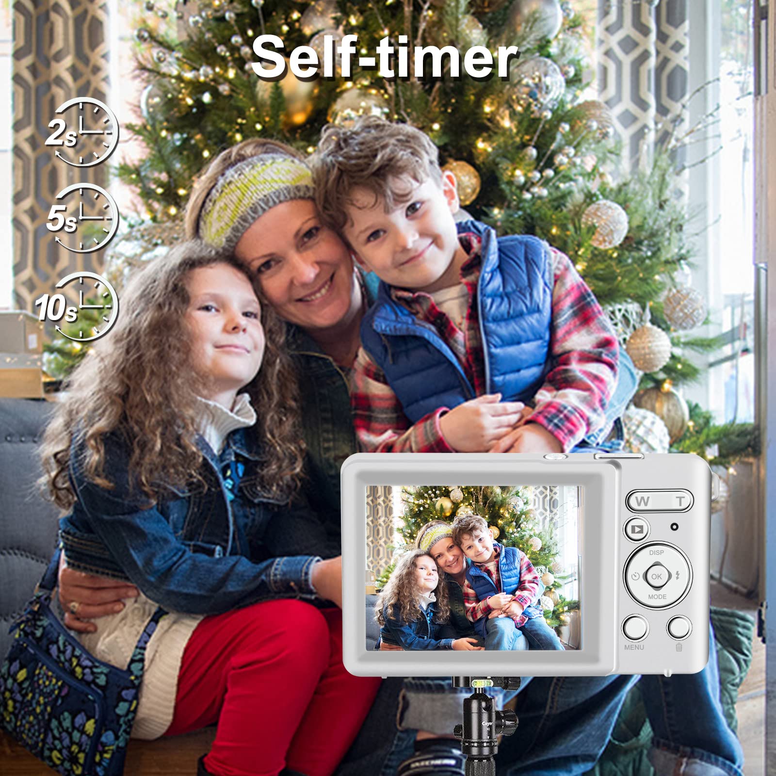 30MP Digital Camera with 18X Zoom & 32GB Card - Rechargeable Point and Shoot Camera for Kids, Teens, Adults & Seniors (Silver) | Perfect for Travel, Vlogging & Family Events