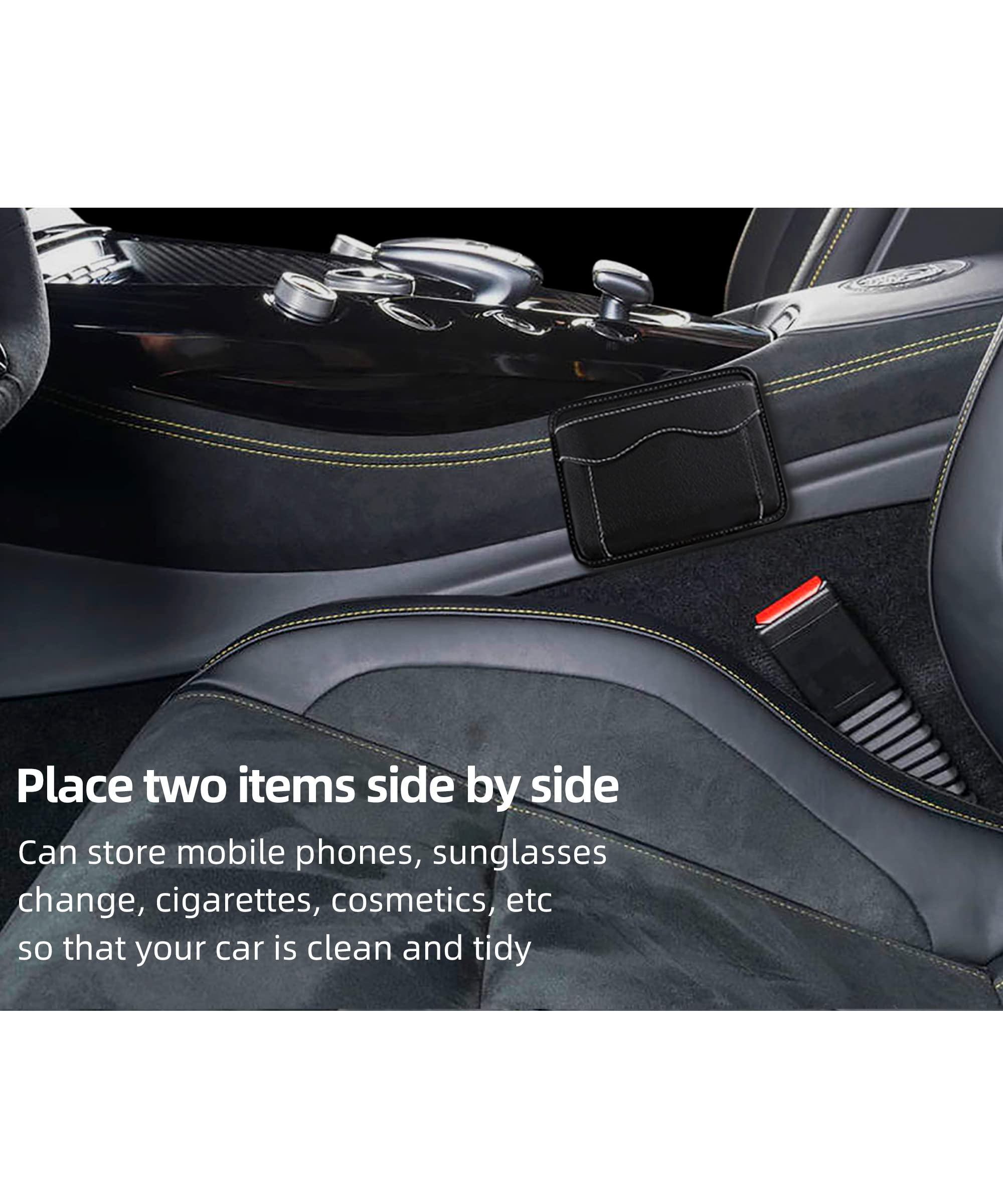 Car Seat Organizer with Side Pockets - PU Leather Storage Holder for Phone, Sunglasses, Pens & Essentials | Perfect for Road Trips, Commuting & Family Travel