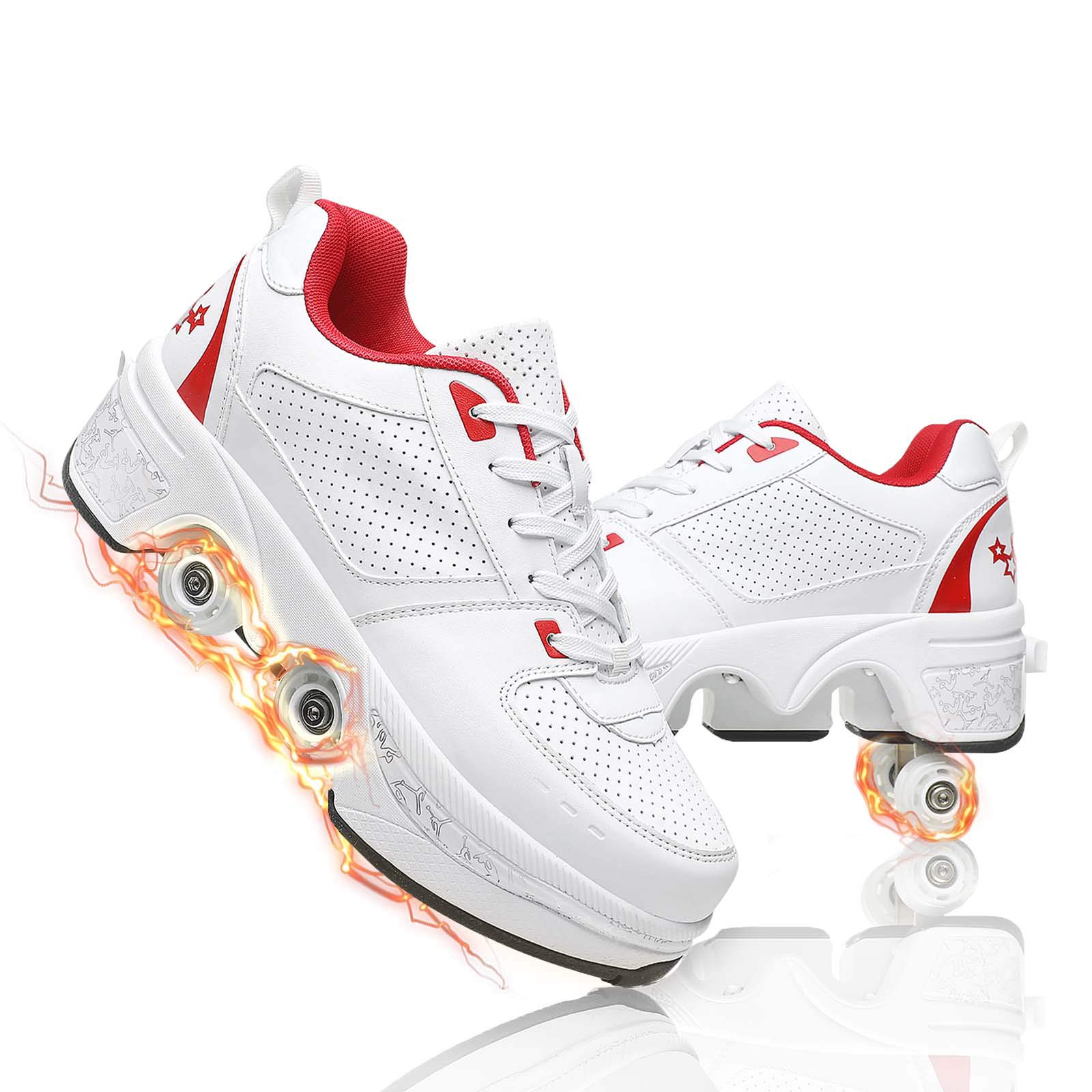 Roller Shoes for Women & Kids - Automatic Pop Out Skates with 4 Inline Wheels | Fun Walking & Running Shoes for Boys, Girls & Adults | Perfect for Outdoor Play, Commuting & Fitness