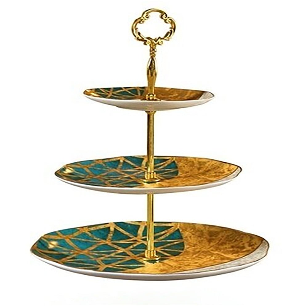Golden Beach 3-Tiered Serving Stand - Elegant Dessert Tray for Parties, Afternoon Tea & Wedding Buffets - Perfect for Displaying Cakes, Fruits & Appetizers