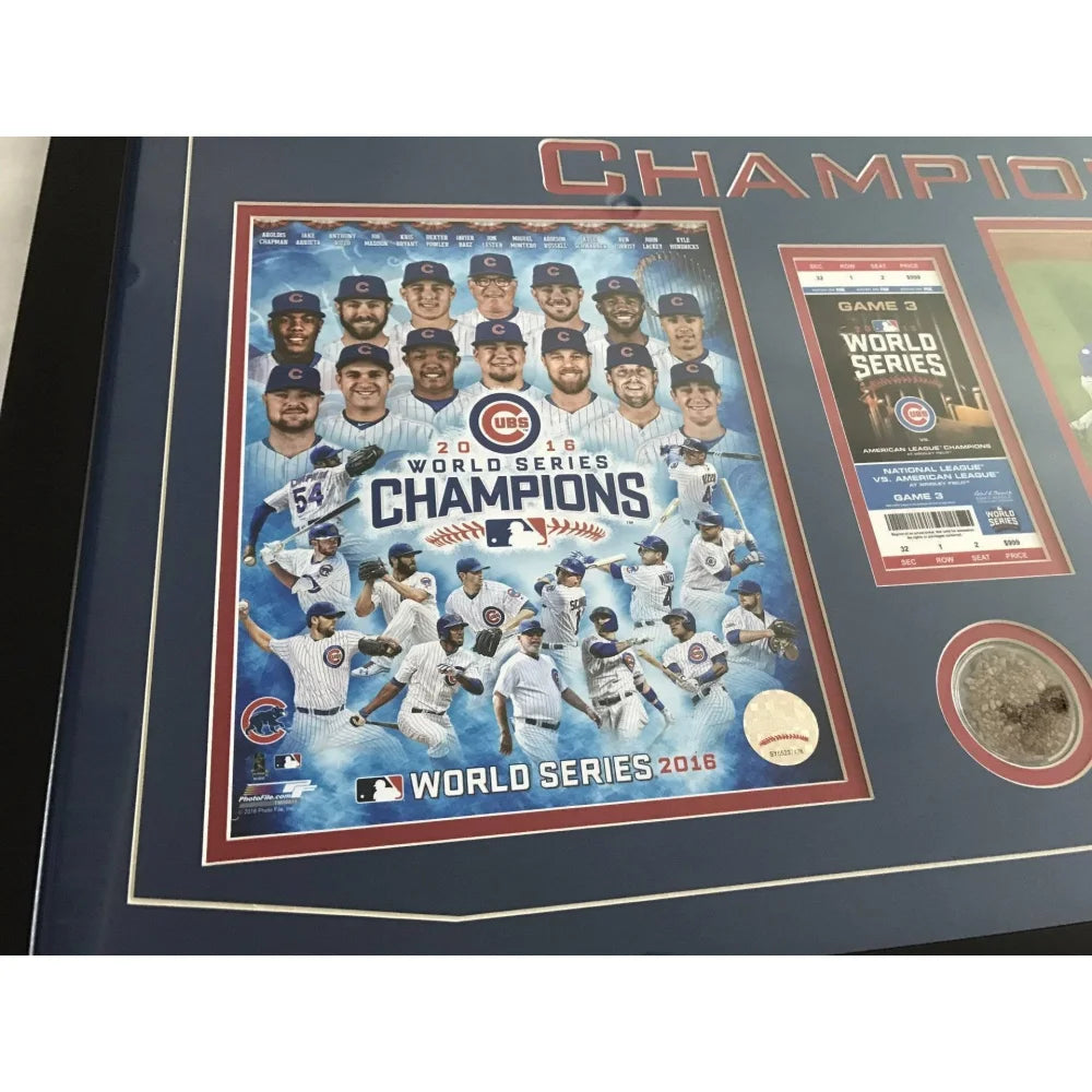 Authentic Chicago Cubs 2016 World Series Game 7 Used Dirt & Ticket Framed Memorabilia - Championship Collectible for Baseball Fans & Sports Decor