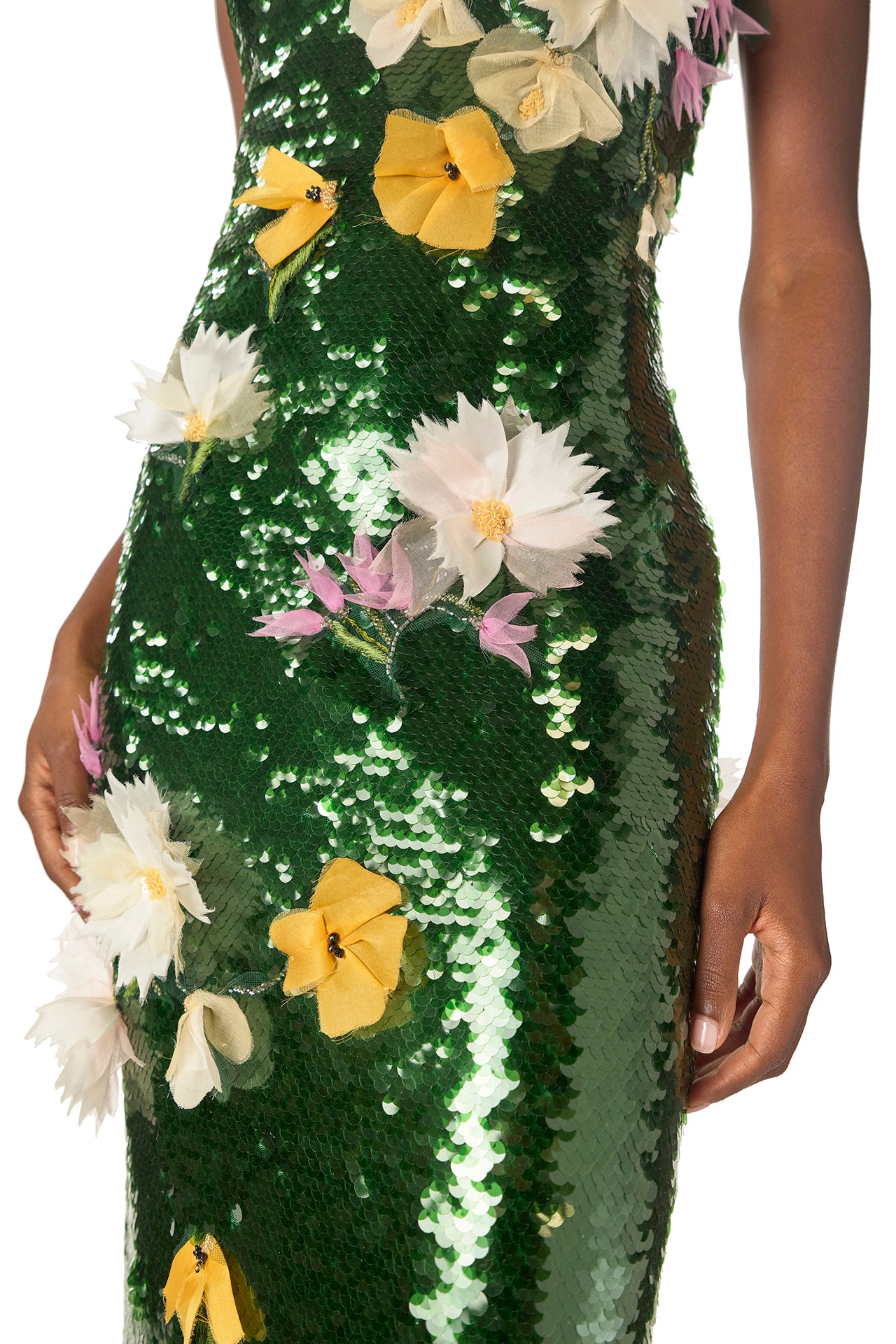 Elegant Floral Sequin Column Gown for Women - Formal Evening Dress for Prom, Wedding, and Special Occasions