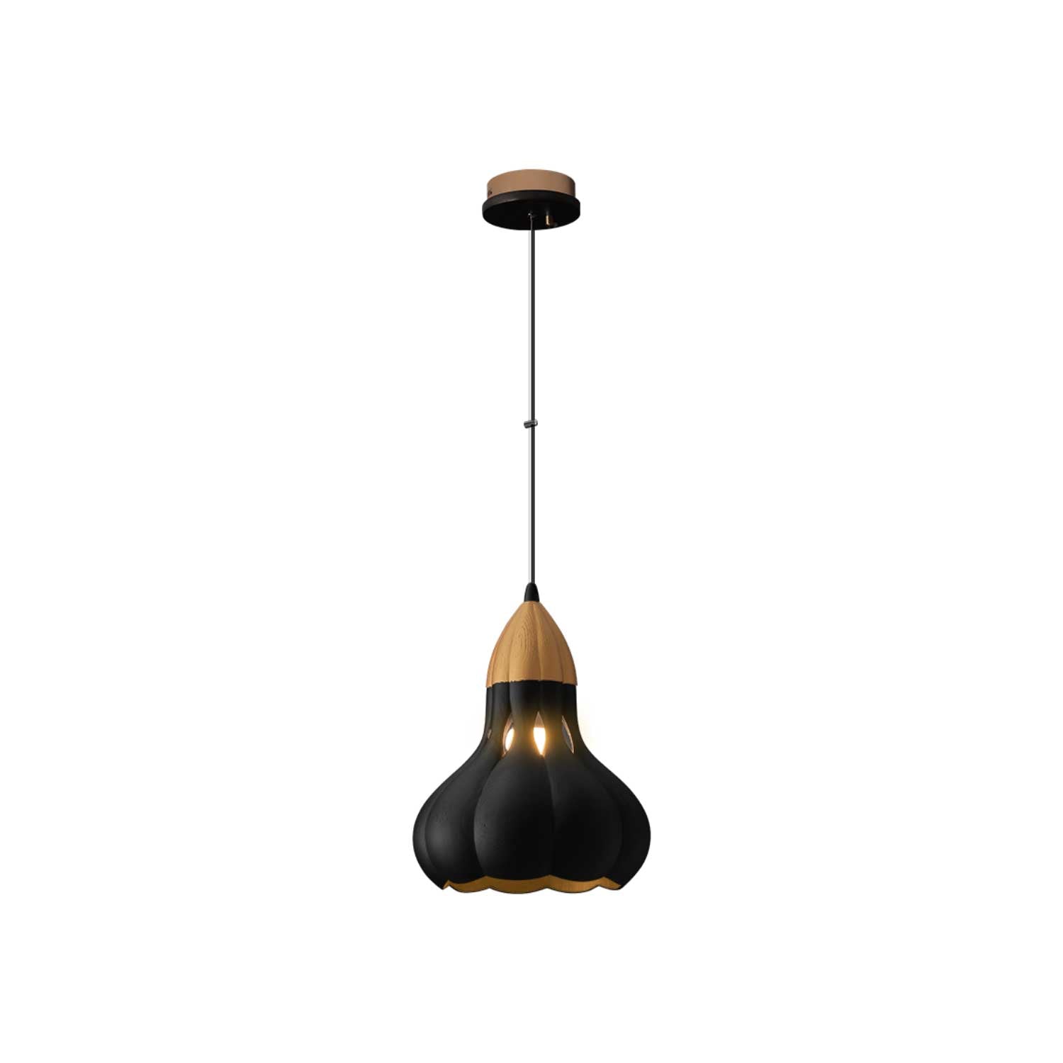 Aubree Modern Wooden Pendant Light - Handcrafted Hanging Lamp for Dining Room, Kitchen Island, Bedroom & Living Room Decor