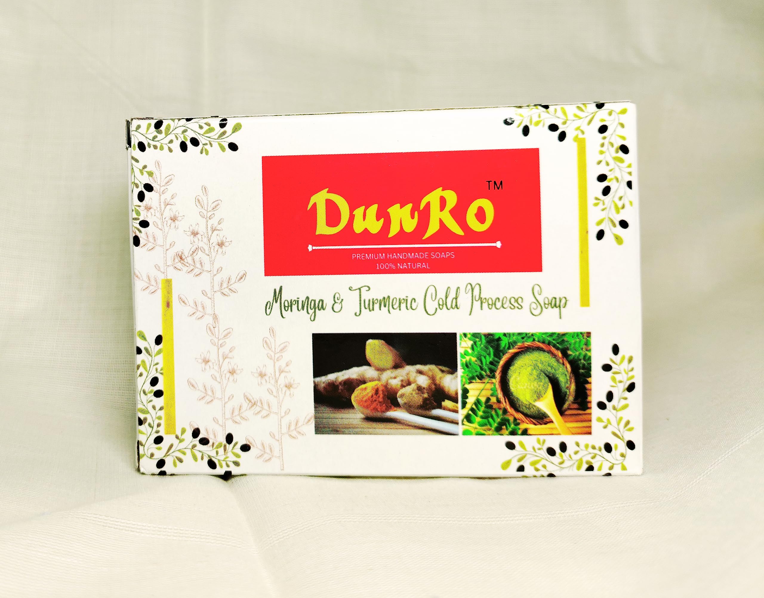 Organic Moringa & Turmeric Cold Process Soap for Glowing Skin - Natural Face & Body Cleanser for Acne, Eczema & Dry Skin - Handmade Vegan Soap Bar for Daily Skincare Routine & Spa Relaxation