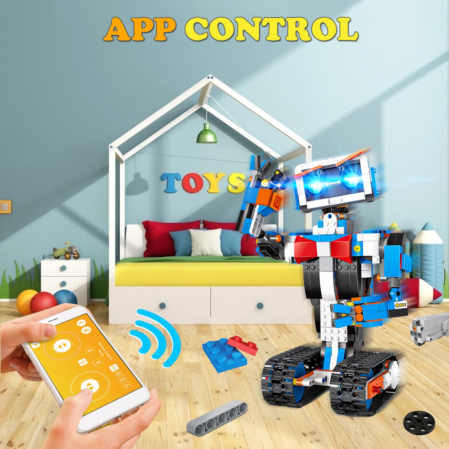 OKK STEM Robot Building Kit for Kids Ages 8-12 - 635 Piece Remote & App Controlled Engineering Toy with Coding DIY Projects - Rechargeable Educational Gift for Boys & Girls - Perfect for School Science Fairs & Birthday Presents