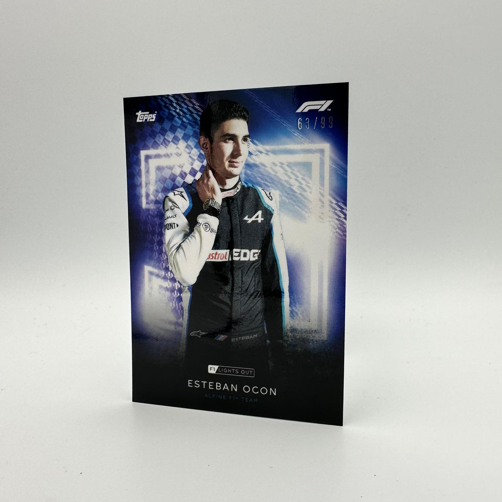 99 Esteban Ocon F1 Racing Drivers Card - Blue Parallel Collectible for Fans & Memorabilia Enthusiasts | Perfect for Trading, Display, and Sports Collections