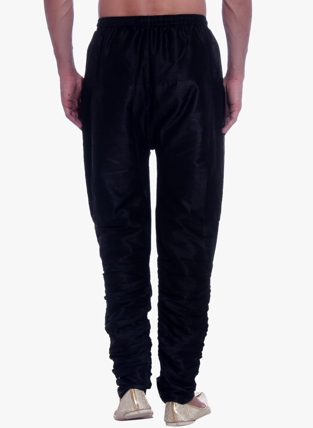 Men's Churidaar Pants - Free Size Black Cotton Traditional Indian Ethnic Wear for Festivals & Weddings