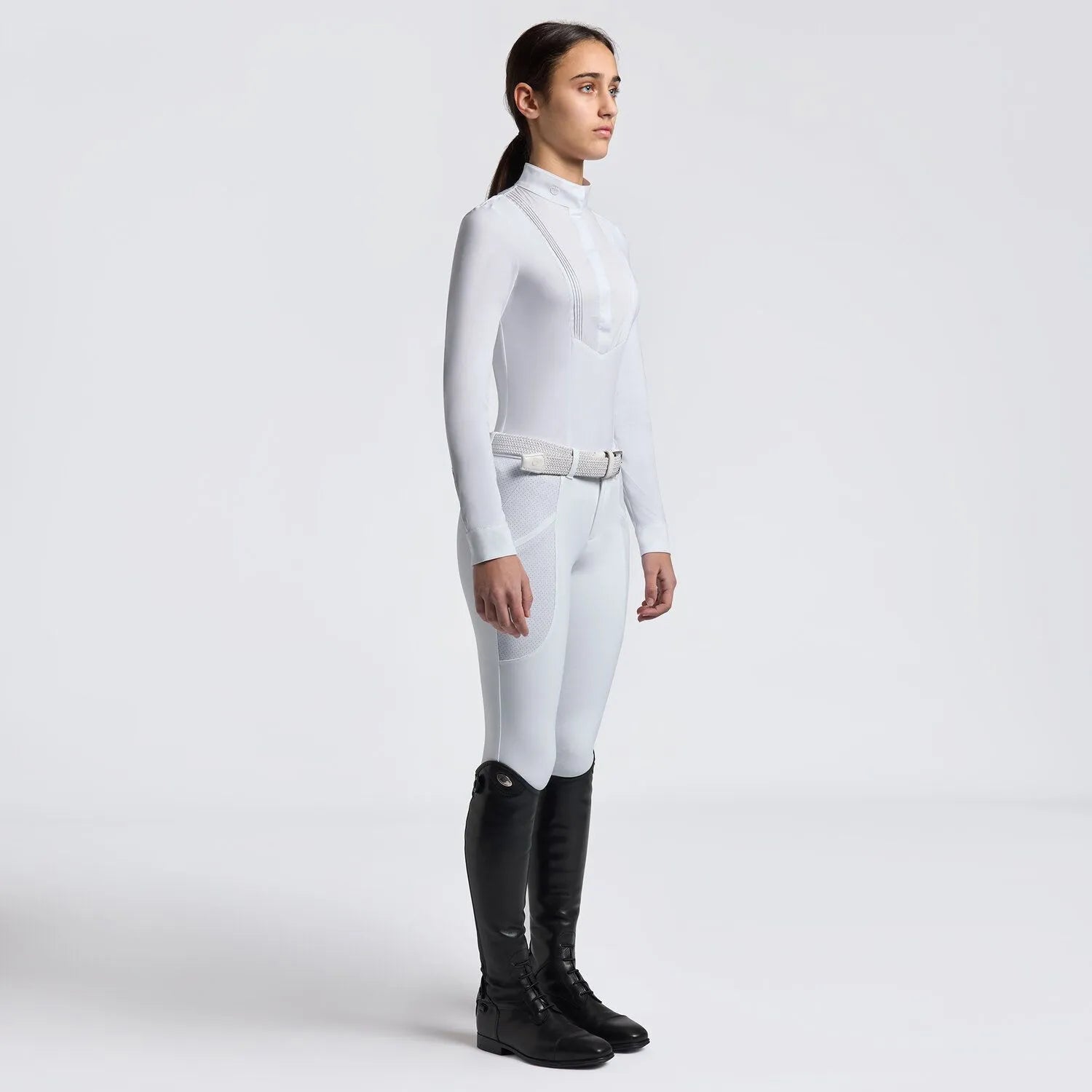 Cavalleria Toscana Girls Equestrian Competition Shirt - Breathable Show Shirt for Horse Riding & Dressage - Perfect for Junior Riders & Equestrian Events