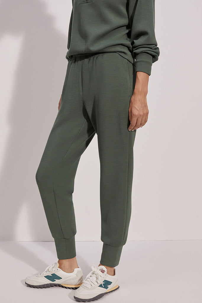 Varley The Slim Cuff Pant 25 - Women's High-Waisted Tapered Ankle Pants in Cilantro Green | Perfect for Work, Travel & Casual Outfits