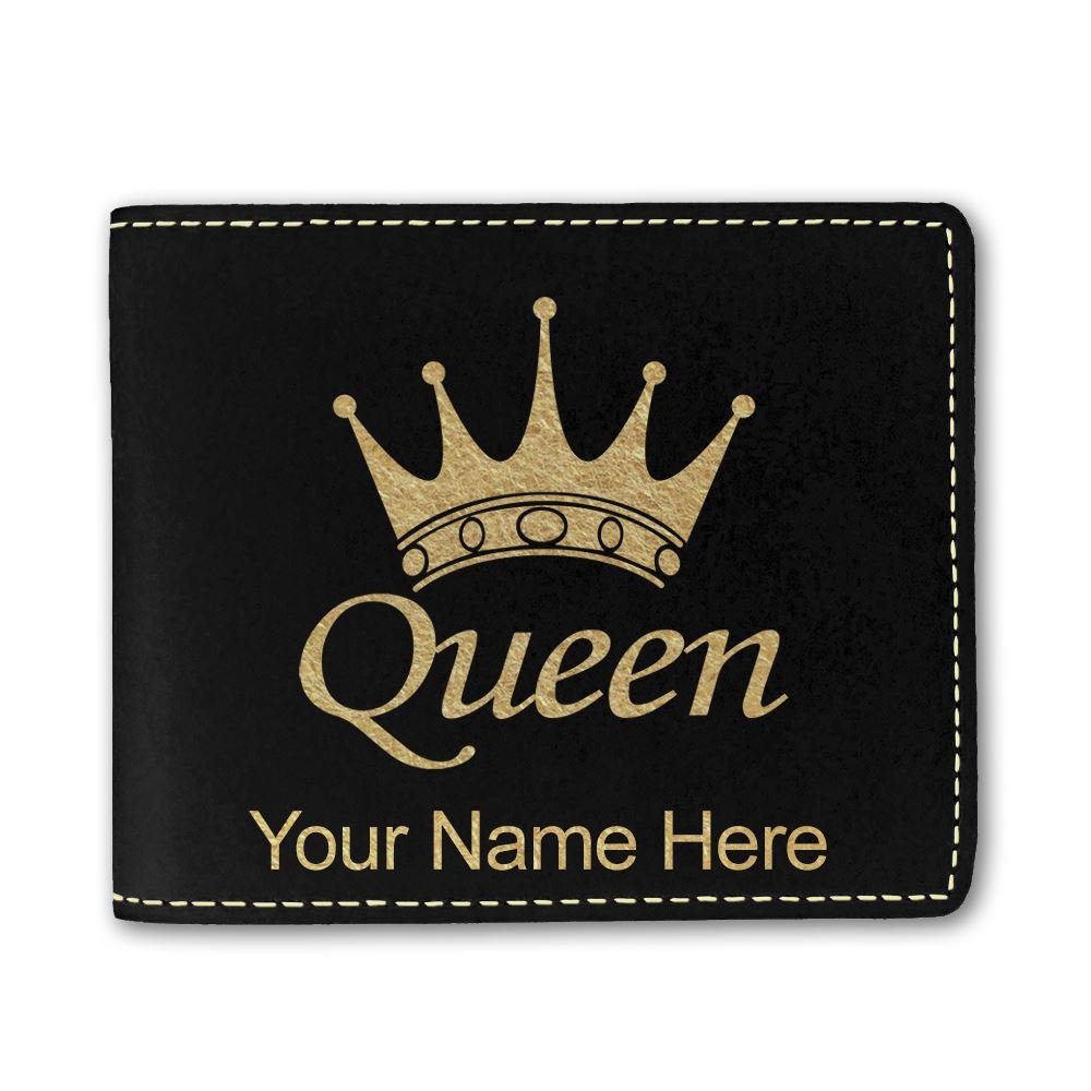 Personalized Faux Leather Wallet with Queen Crown Design - Custom Engraved Gift for Women - Perfect for Everyday Use, Travel & Special Occasions