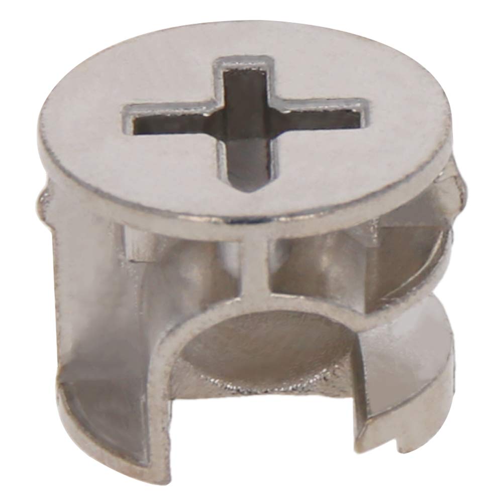 MroMax 15x12mm Silver Furniture Cam Lock Nut Connectors - 10pcs for Cabinet, Drawer, Dresser & Wardrobe Panel Assembly | DIY Home Furniture Repair & Installation