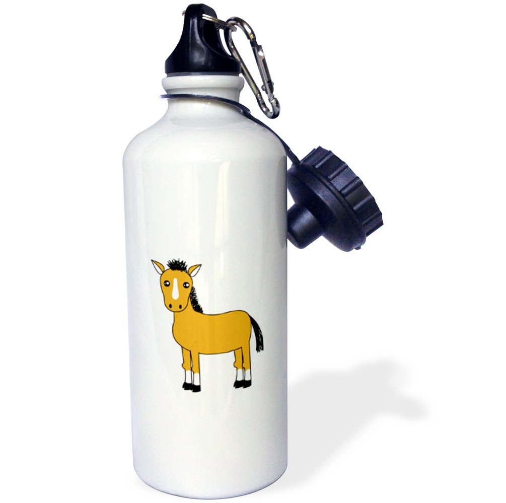 3D Rose Cute Brown Horse Sports Water Bottle - 21 oz Insulated Stainless Steel Thermos - Perfect for Gym, Hiking & Outdoor Activities - BPA Free White Water Bottle