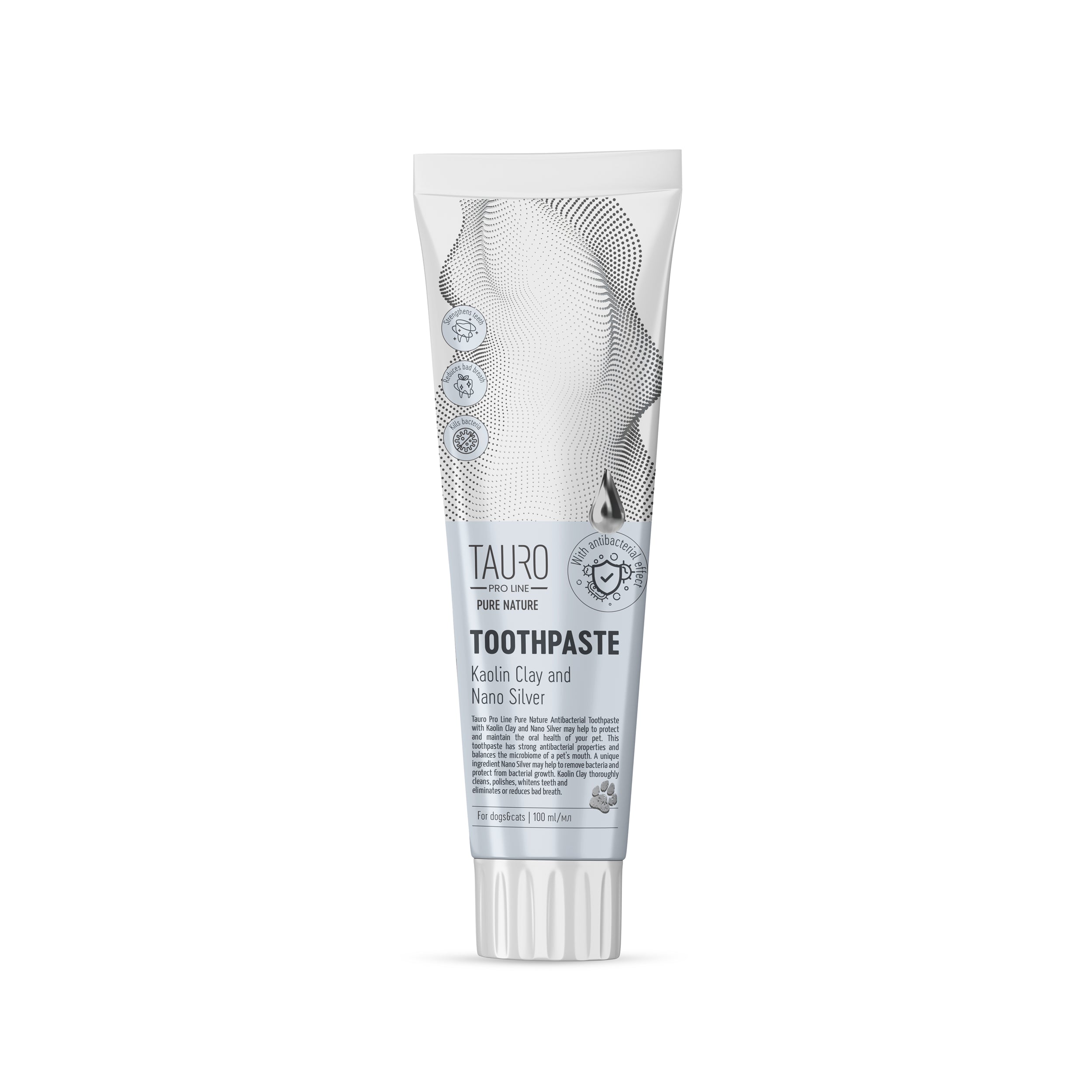 Natural Dog & Cat Toothpaste with Kaolin Clay, Zeolite & Silver Nanoparticles | Tauro Pro Line | Freshens Breath & Promotes Oral Health for Pets | Ideal for Daily Dental Care Routine