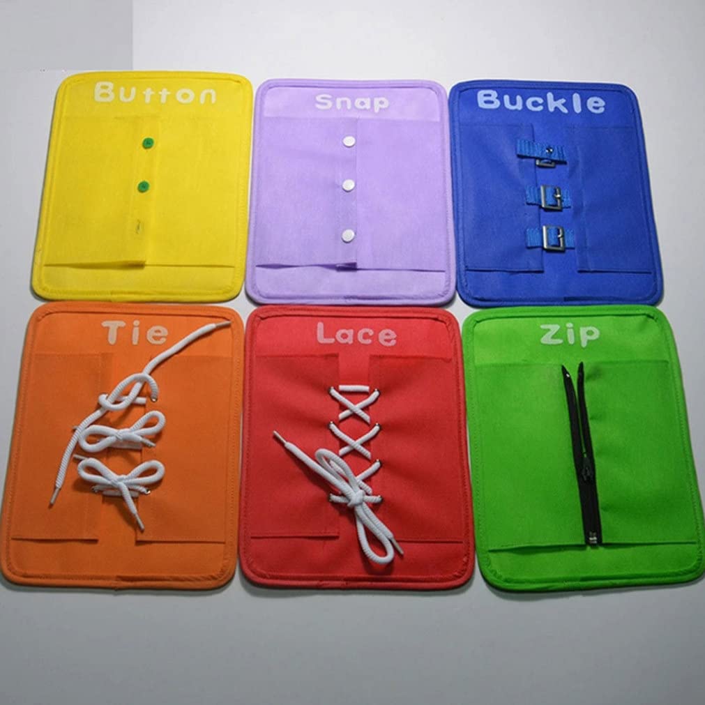 6Pcs Montessori Lacing Toys for Kids - Wooden Sewing Cards for Fine Motor Skills Development - Perfect for Preschool Learning & Travel Activities