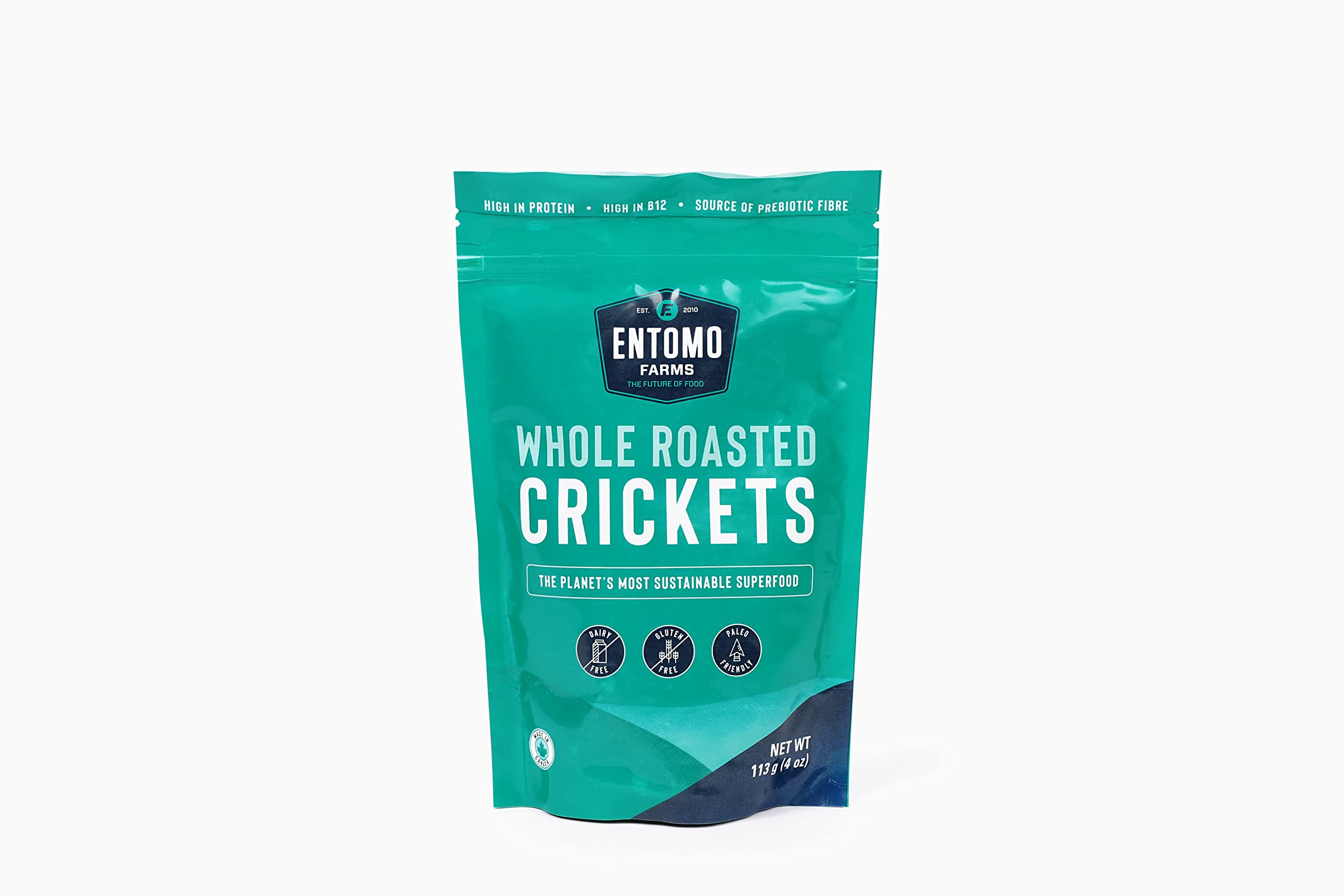 Entomo Farms Whole Crickets 113g Bag - High Protein Canadian Cricket Powder for Paleo, Keto & Gluten-Free Diets | Sustainable Protein Source for Smoothies, Baking & Cooking