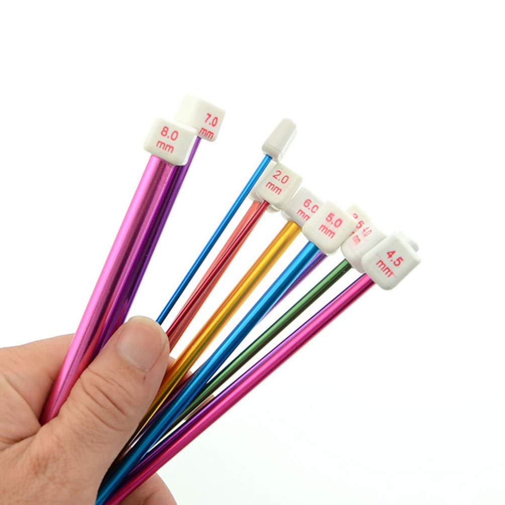 Milisten Single Pointed Metal Knitting Needles - 1 Piece Sweater Knitting Needle Set with Ergonomic Handle for Bulky Yarn, Crochet Hooks & Hand Weaving (Perfect for DIY Knitting Projects, Scarf Making & Home Crafting)