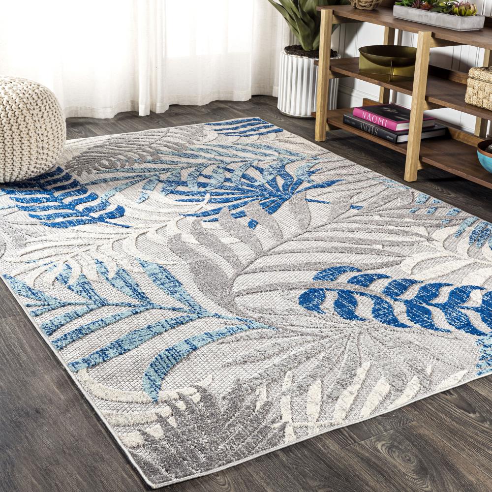 Tropical Palm Leaves Area Rug - Indoor/Outdoor Waterproof & Non-Slip - Perfect for Patio, Living Room, Bedroom & Beach House Decor