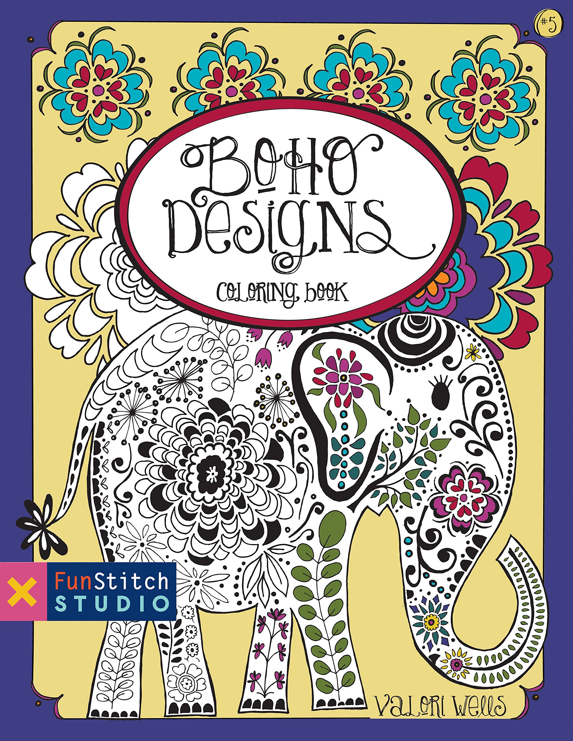 Boho Designs Coloring Book for Adults - Fun Stitch Studio Relaxation Art Therapy with Floral & Mandala Patterns - Perfect for Stress Relief, Meditation & Creative Gift Ideas