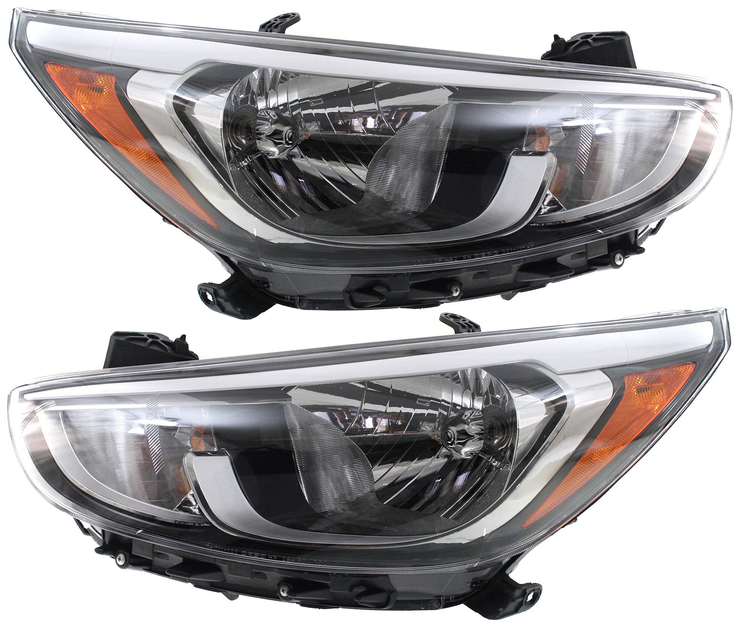 Evan Fischer Halogen Headlight Assembly for Hyundai Accent 2015-2017 - Driver & Passenger Side with Bulbs (CAPA Certified) - Replacement for OEM #921021R710, 921011R710 - Perfect for Hatchback & Sedan Models - Upgrade Your Night Driving Safety