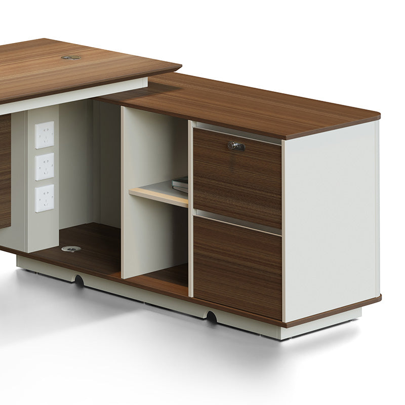 ANDERSON Executive Desk 1.6M Reversible - Hazelnut & Beige Home Office Desk for Professionals | Modern Workstation for Home Office, Study & Business Use
