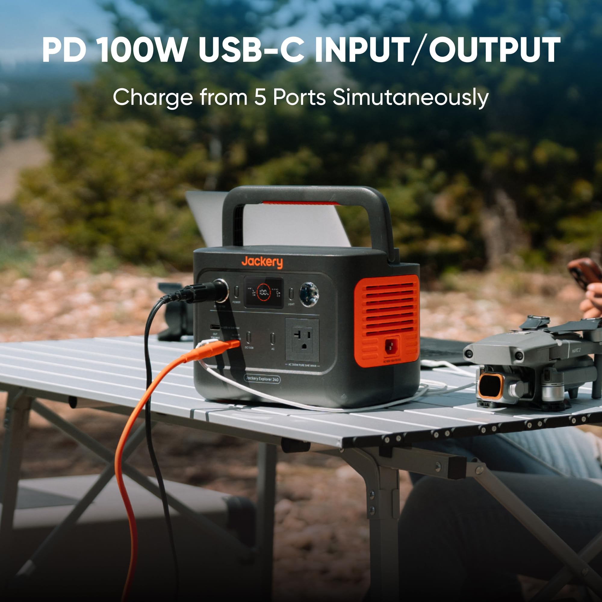 Jackery Solar Generator 240 v2 with 40W Mini Solar Panel | 256Wh LiFePO4 Battery | 300W AC & 100W USB-C Output | Ultra Fast Solar Charging for Outdoor Camping, RV Trips, Home Backup & Emergency Power Supply | Portable Solar Power Station for Off-Grid Living, Road Trips & Natural Disasters