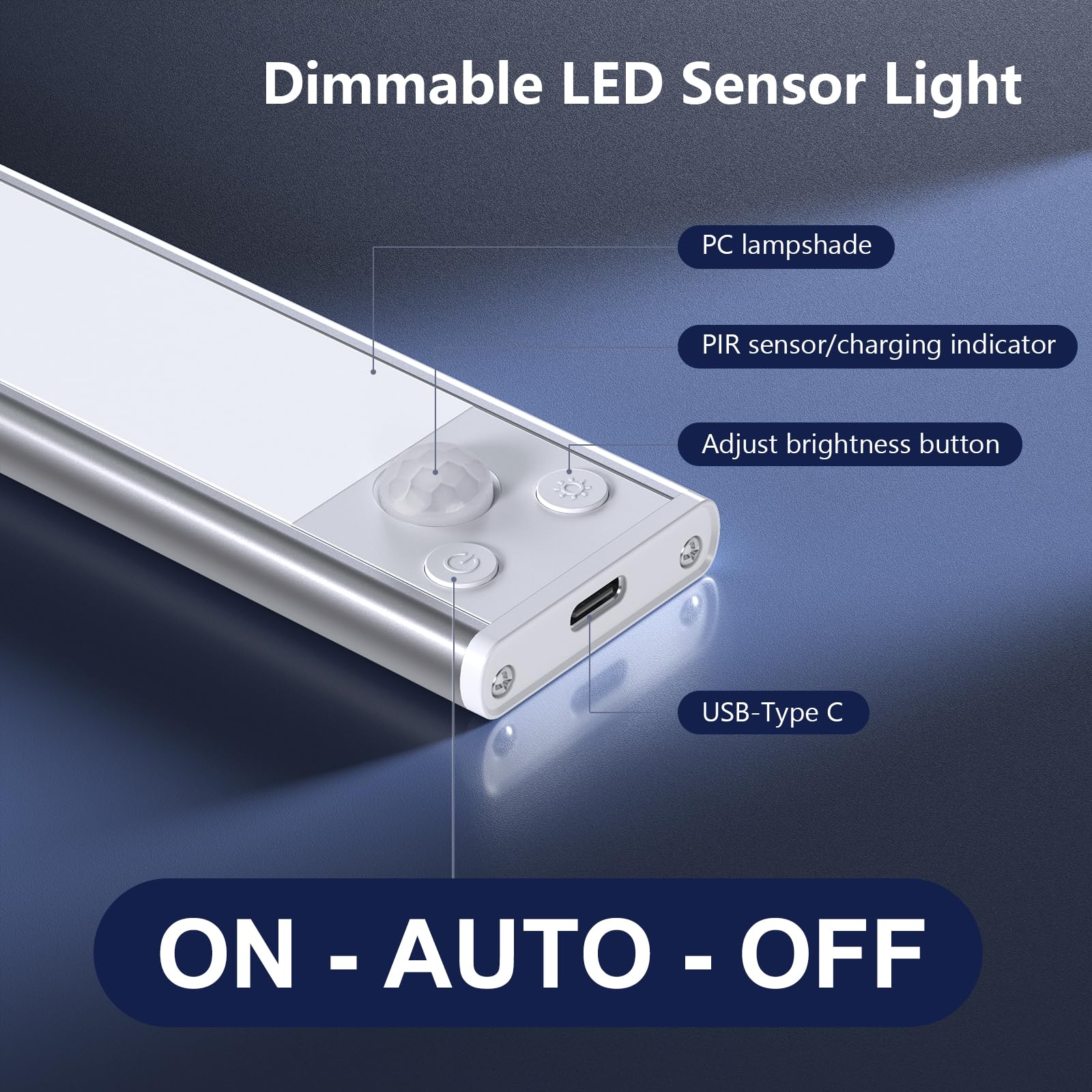 68-LED Rechargeable Under Cabinet Lighting with Motion Sensor - 3 Color Magnetic Dimmable Closet Lights - Wireless Battery Operated Night Lights for Kitchen, Stair, Bedroom, Hallway & Closet - Perfect for Dark Spaces and Energy Saving Home Lighting