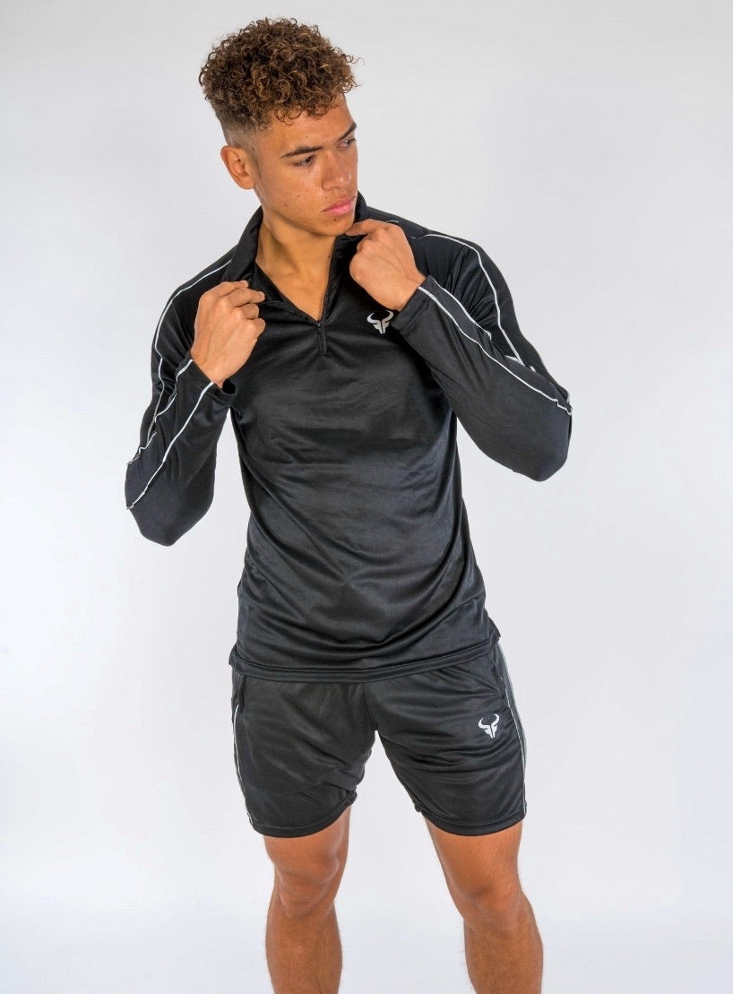 Cerus Black Element 1/4 Zip Pullover - Lightweight Athletic Performance Top for Men | Gym, Running & Outdoor Activities