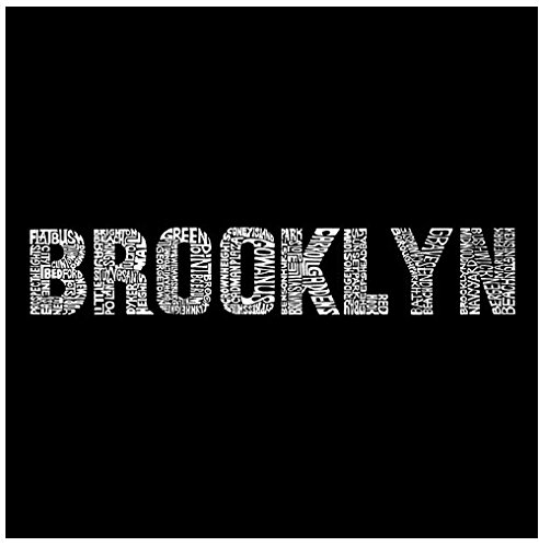 LA POP ART Word Art Large Tote Bag - Brooklyn Neighborhoods Black | Stylish Canvas Shopper for Work, Travel & Shopping