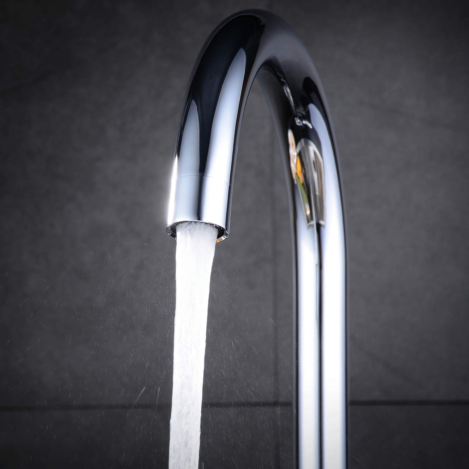 Leekayer Single Handle High Arc Chrome Kitchen Sink Faucet - Left Square 1 Hole Commercial Deck Mount Tap for Restaurant & Home Kitchen Use
