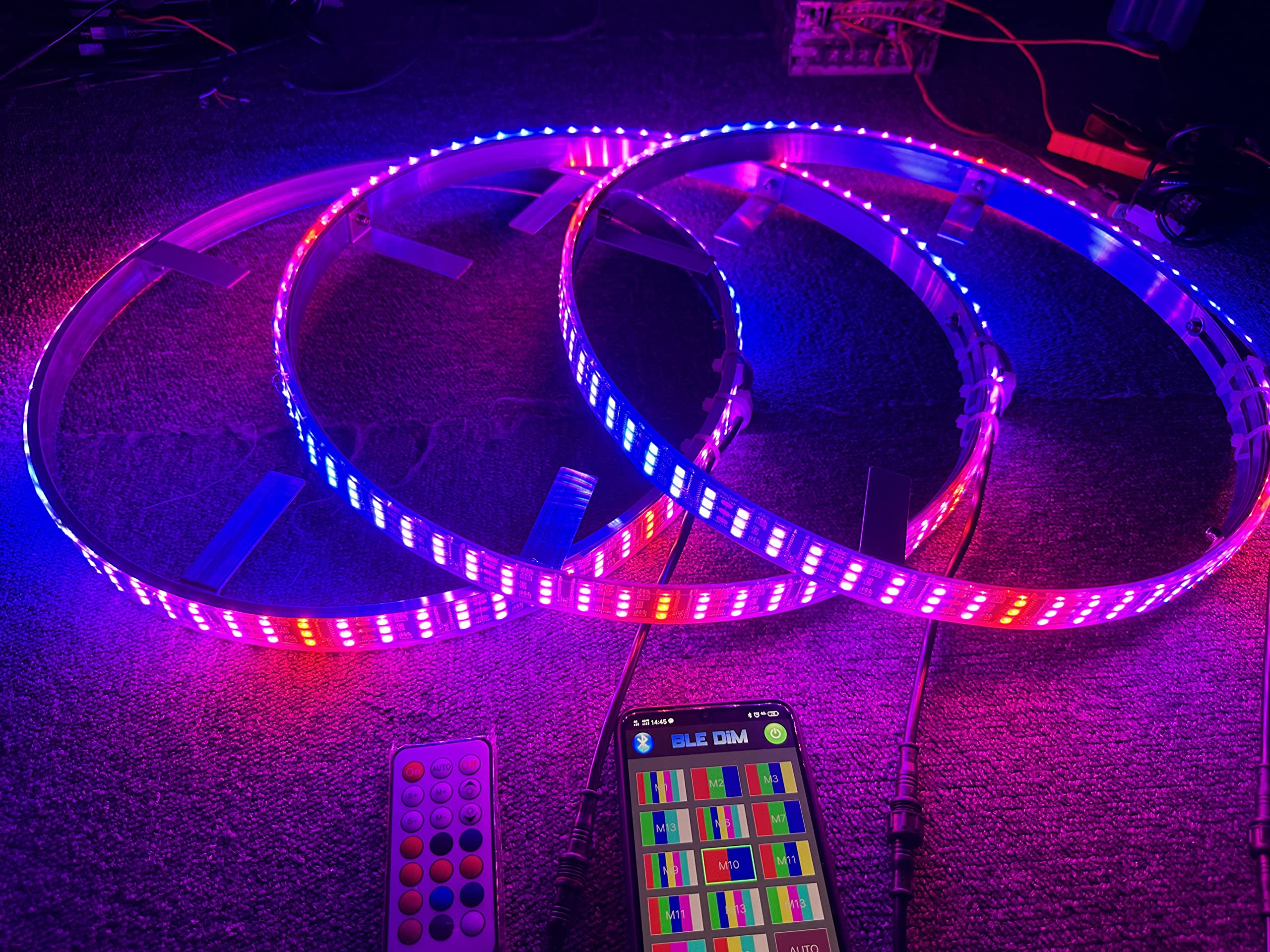 Polaris Slingshot RGB LED Wheel Lights - 15.5'' Triple Row Dream Color Chase with Bluetooth APP & Remote Control for S/R/SL/SLR/GT Models | Enhance Your Ride with Music-Sync Lighting for Night Cruising & Car Shows