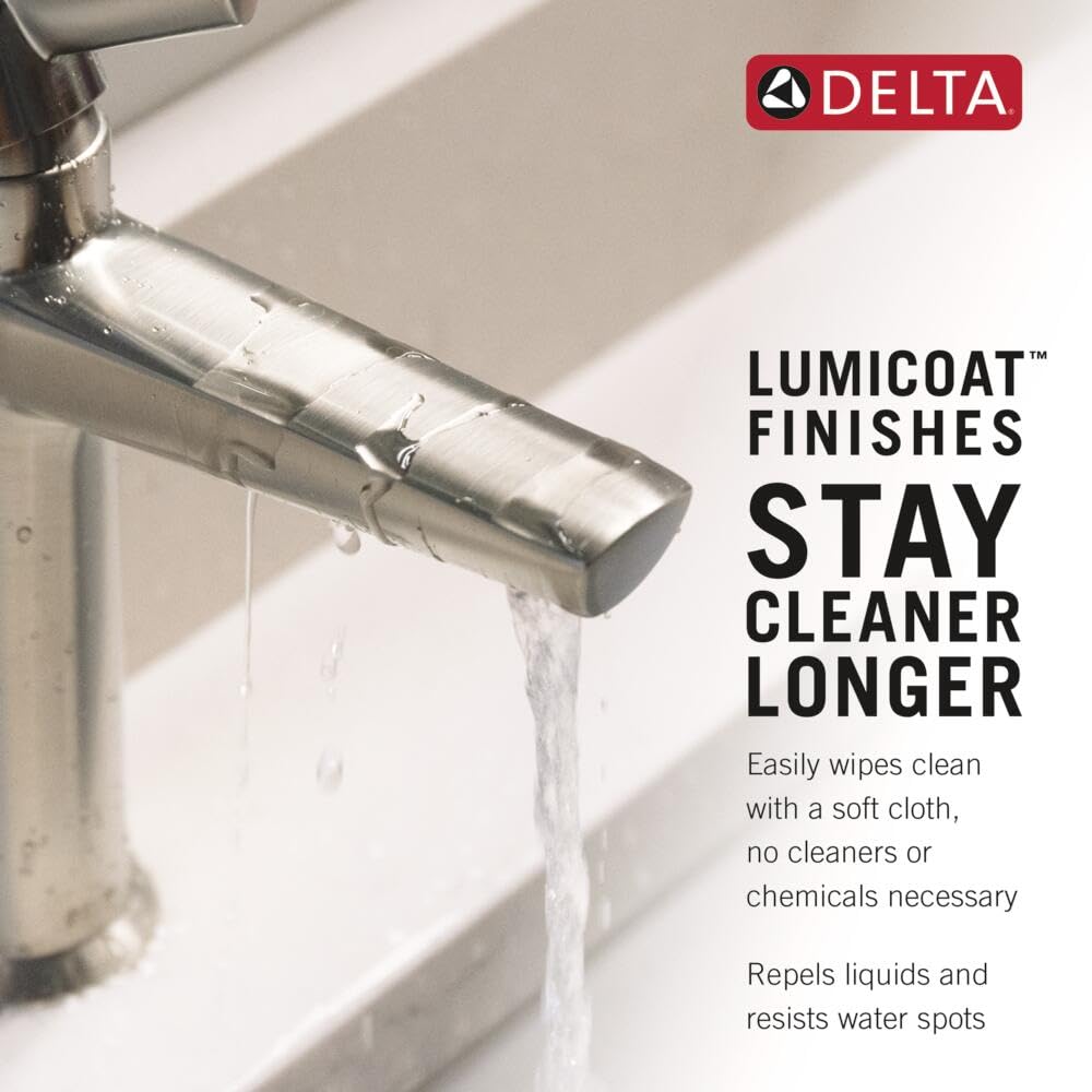 Delta Faucet Tetra Gold Single Hole Bathroom Faucet with Diamond Seal Technology - Champagne Bronze Finish - Single Handle Bathroom Sink Faucet with Metal Drain Assembly - Perfect for Modern Bathroom Vanities and Powder Rooms