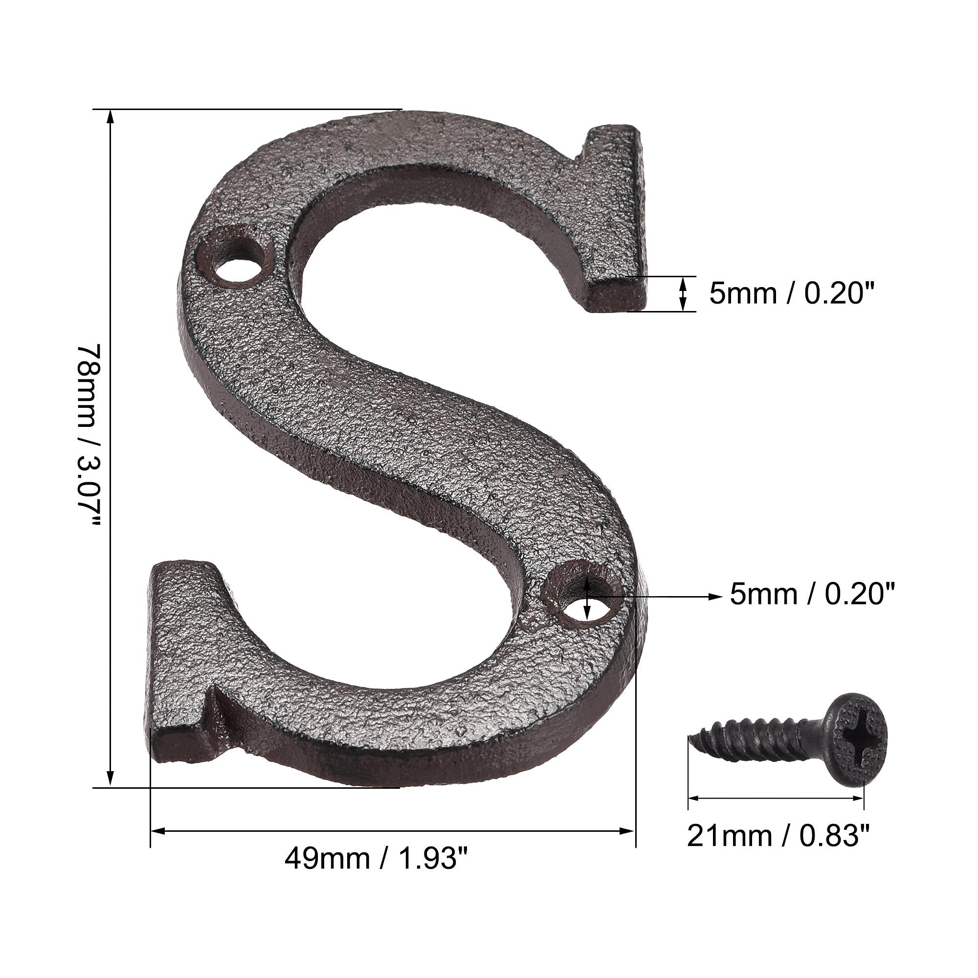 3 Inch Cast Iron Letter S - Rustic House Letter for Home, Hotel, Mailbox & Address Sign - Perfect for Door Decor, Porch Signage & Outdoor Address Plaques