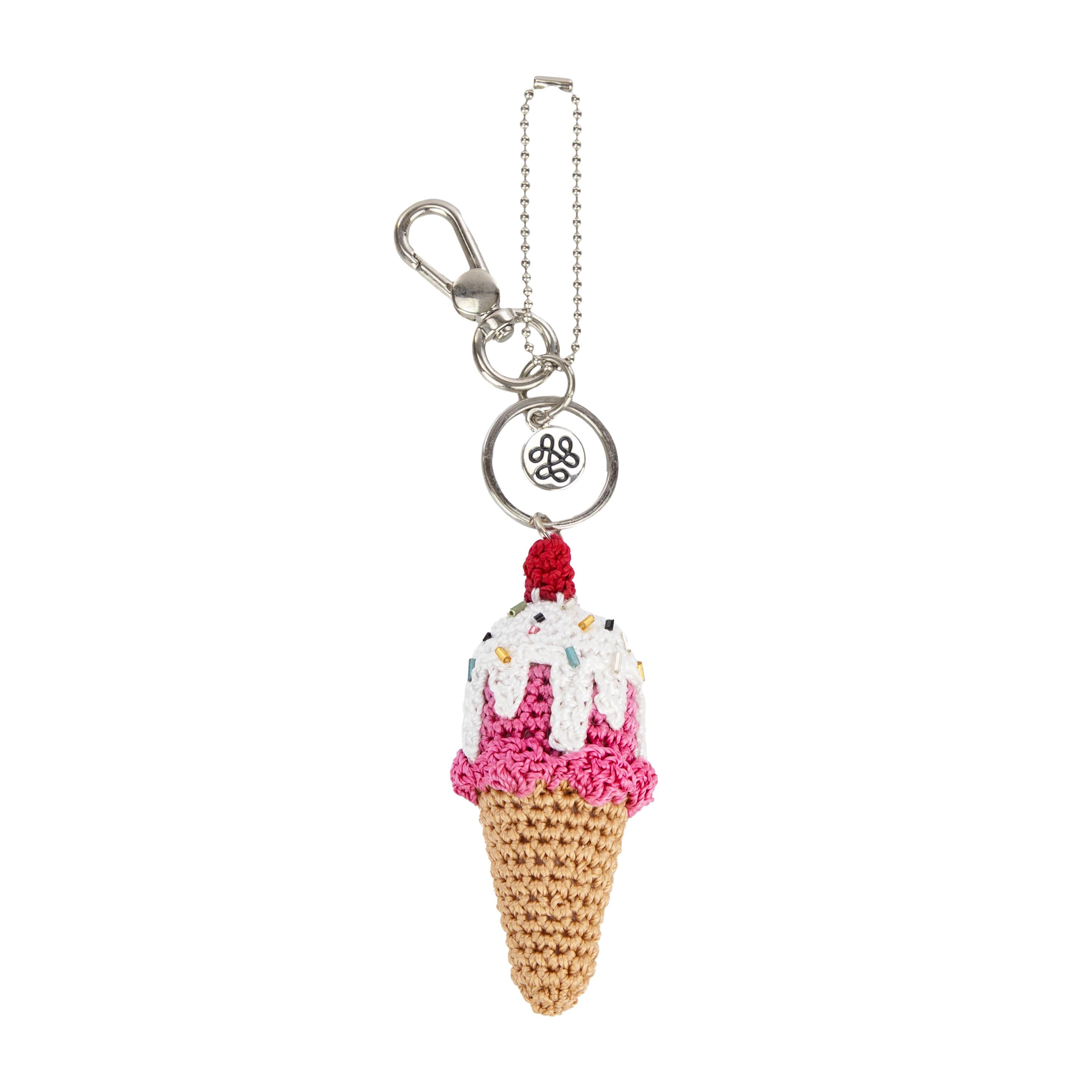 Handmade Strawberry Crochet Dangle Charm - Yarnicharmz DIY Accessories for Keychains, Bags & Jewelry Making
