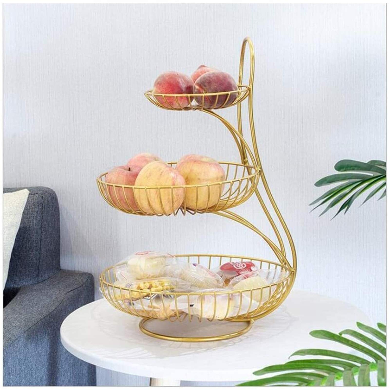 3-Tier Metal Fruit Basket - Vintage Black Countertop Fruit Bowl & Storage Stand for Kitchen, Dining Room, or Office | MIAOMSI Fruit Rack Tray Organizer
