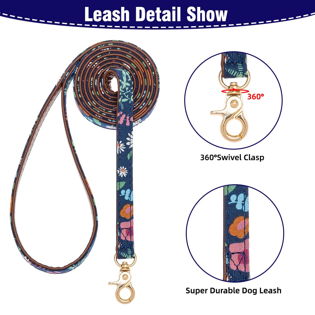 EXPAWLORER Adjustable Dog Collar & Leash Set with Plaid Bow Tie, Bandana & Bell - Tangle-Free Pet Leash for Small Medium Large Dogs & Cats - Perfect for Holidays, Walks & Gifting