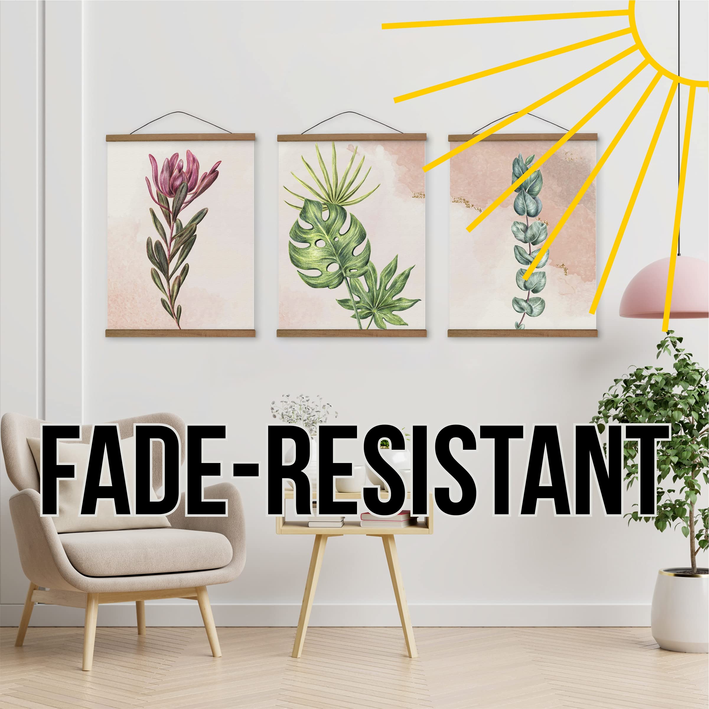 Botanical Canvas Wall Art Set of 3 - 18x24 Inch Succulent Prints for Living Room & Bedroom Decor | Modern Plant-Themed Wall Artwork | Perfect for Above Bed, Office or Home Interior Design