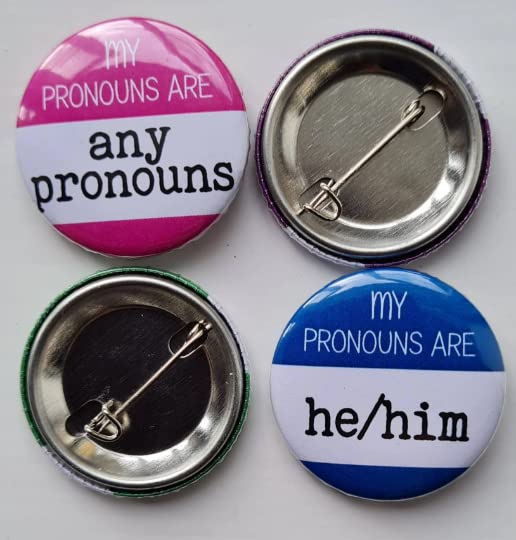 My Pronouns Are Badges - 150 Pack Multicolor Customizable LGBTQ+ Pride Pin Badges (1.25 inch/32mm) - Gender Pronouns Pins for Pride Events, School, Workplace & Everyday Allyship